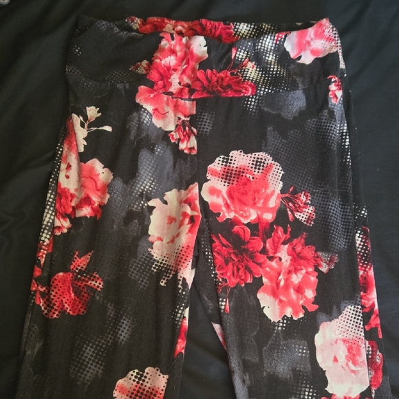 Other - Floral Black and Red Leggings/Flare Pants